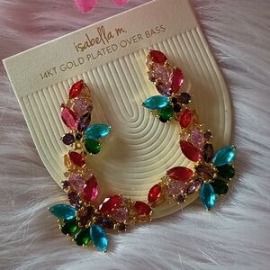 READ Isabella M. Multicolored Jeweled Floral Flower Butterfly Earrings